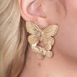 Paparazzi Jewelry Accessories - Blushing Butterflies - Gold Earrings - Vintage